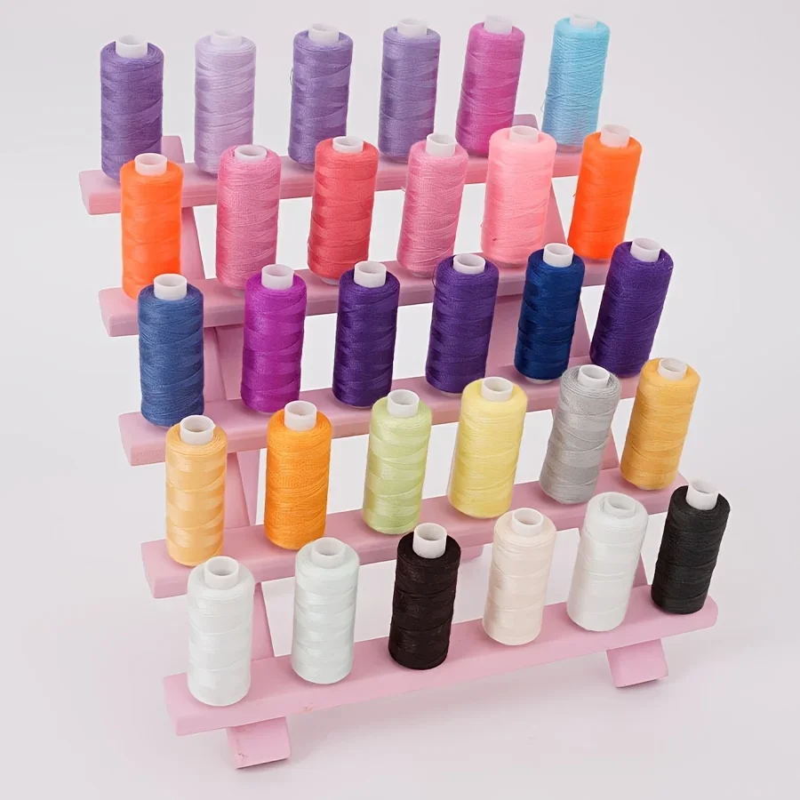 30 Roll Wooden Thread Holder Self-standing Sewing Thread Organizer for Sewing Embroidery
