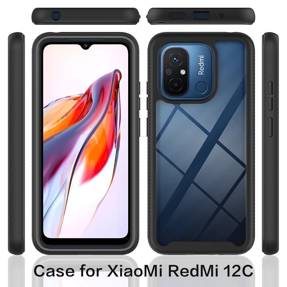 Гибридный Прочный противоударный чехол для Redmi 12C 11A 10C 10A 9C Poco C40, бампер из ТПУ, прозрачный акриловый жесткий пластиковый чехол-накладка (art.: 3920c2d57bf76) - 3920c2d57bf76