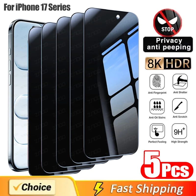 3/4/5枚入り 覗き見防止強化ガラス iPhone 17 Pro Max 17 Air用 プライバシースクリーン保護フィルム iPhone 16 15 Plus 14 ProMax 16e対応