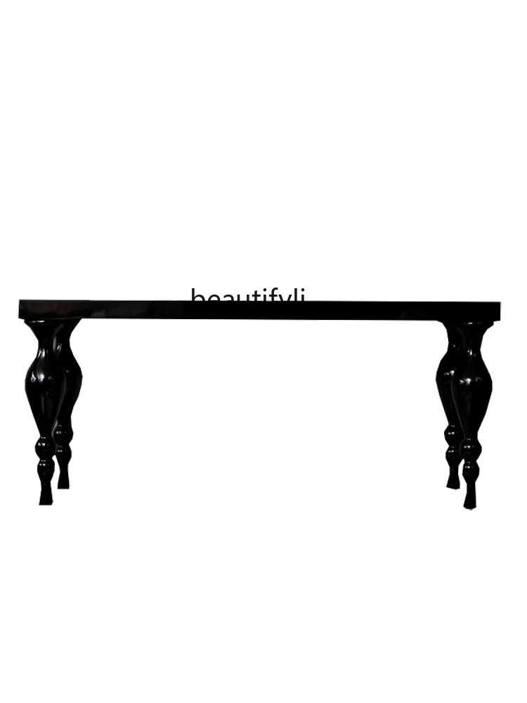 

American-Style Solid Wood Carving Console Simple and Light Luxury Living Room Wall Side Table European-Style Console Tables