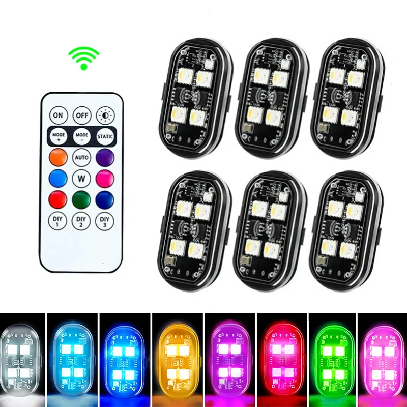 Kit 2/4/6 LED aviation stroboscope RGB avec télécommande pour drone hélicoptère moto