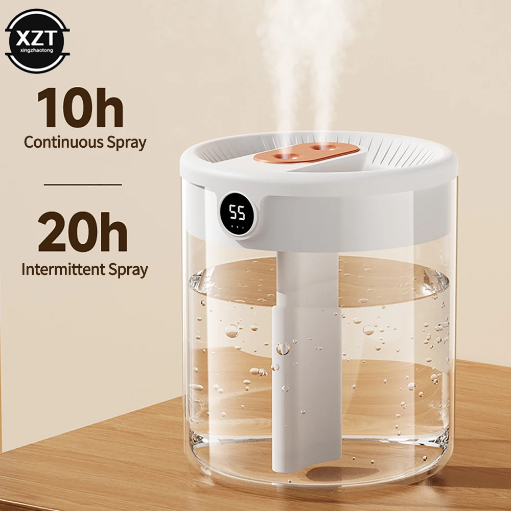 2L Double Nozzle Air Humidifier With LCD Humidity Display Large Capacity Aroma Essential Oil Diffuser For Car Home Bedroom