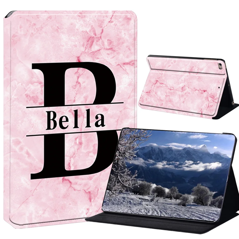Elegant Marble Initial PU Leather Stand Case for Tablets - A to Z Letters