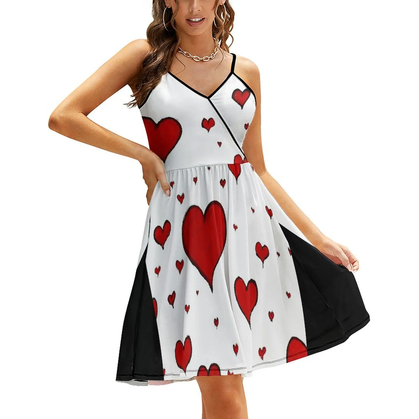 

Платье на бретельках с сердечками на День святого Валентина, вечерние платья, женское платье, длинное женское платье 2024