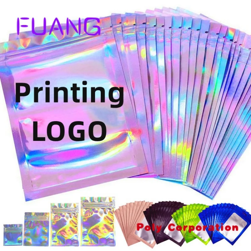 

Custom Custom Logo Zip Lock Resealable Smell Proof Aluminum Foil Mylar Plastic Edible Small Food Packaging Hologram Bags