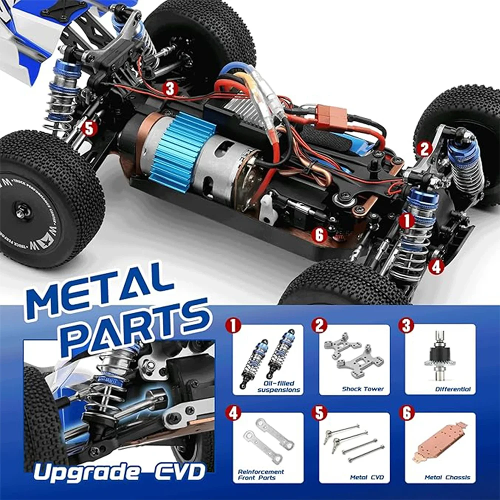 WLtoys 144011 Voiture RC 65km/h 2.4G Bleu - Buggy Électrique