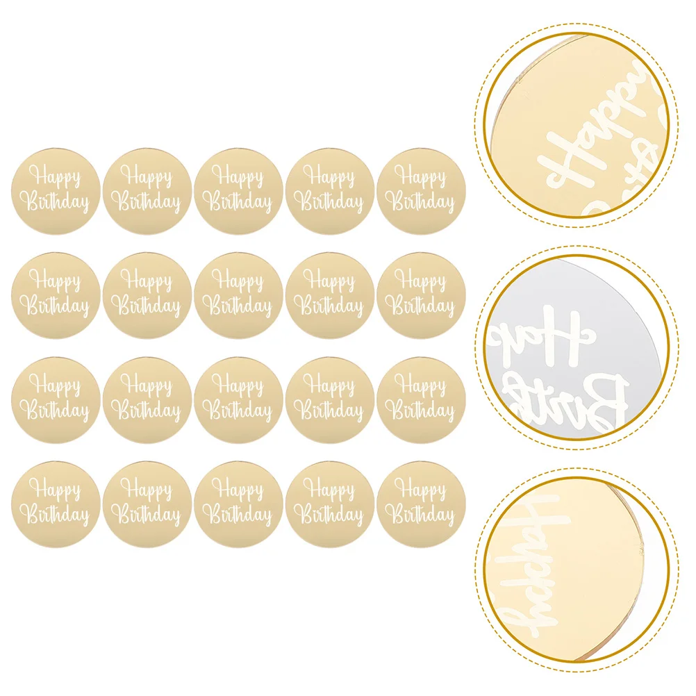 

Birthday Cake Decoration Acrylic Topper Engraved Cupcake Toppers Disc Happy Discs Pan