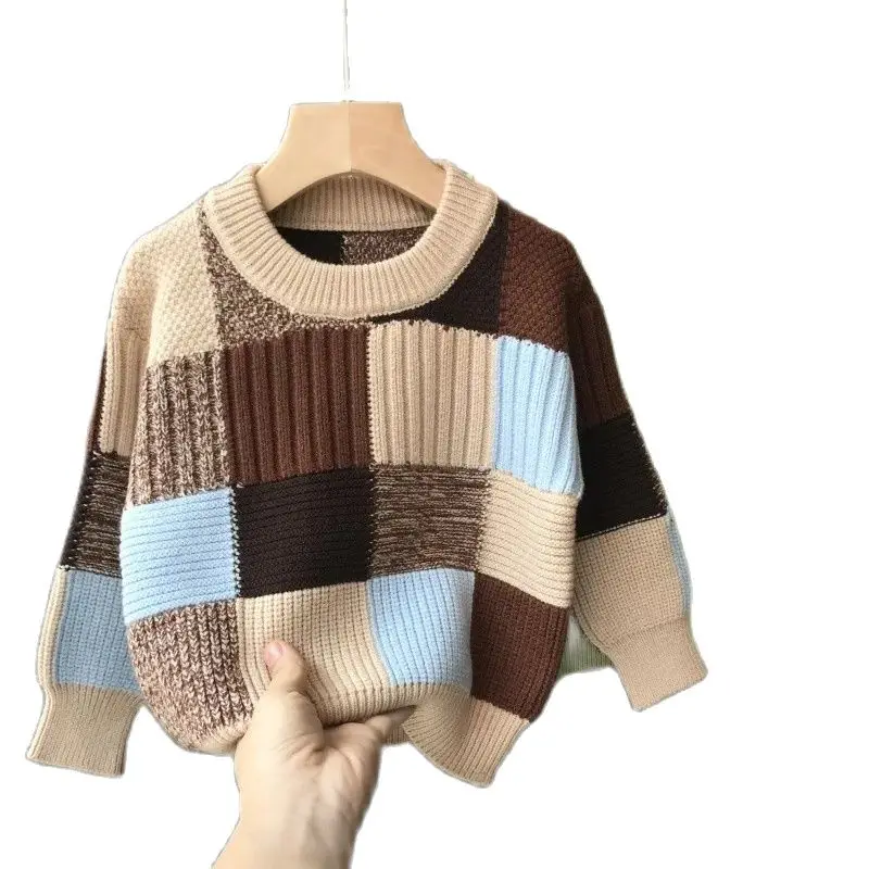 

Boys' sweaters children's loose color Korean version thickened round-neck sweaters