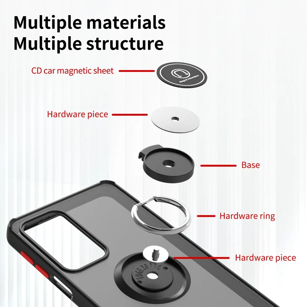 ShockProof Matte Ring Holder Phone Case with Enhanced Protection