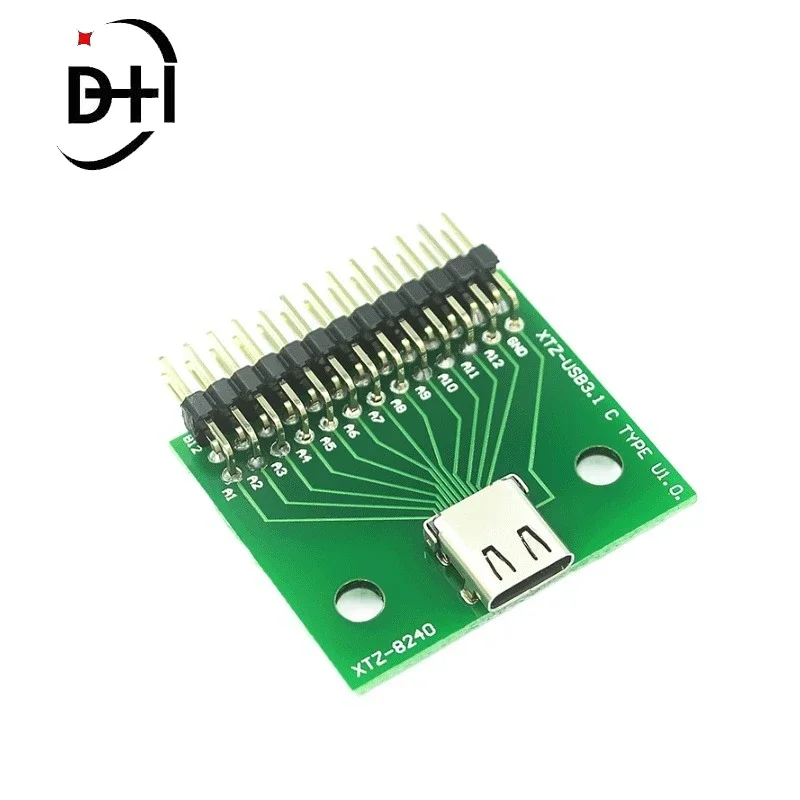 

Double-sided Positive and Negative Plug TYPE C Female Test Board USB 3.1 with PCB Board 24P Female Connector with Pin Header