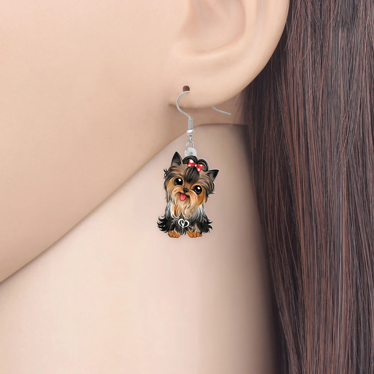 BONANY Acrylic Sweet Yorkshire Terrier Dog Earrings Drop Dangle for Women Girls Kids Teens Birthday Charms Pets Jewelry Gifts