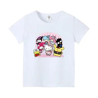 MINISO New Cotton Girls T-Shirts Cartoon Anime Hello Kitty& Friend Print Fashion Streetwear  T Shirt Kids T Shirts Tops Clothing 1