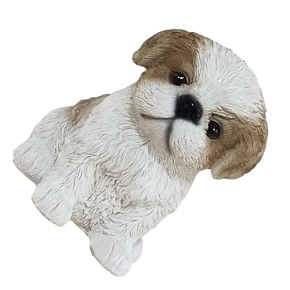 

Lifkome Shih Tzu Dog Adornment Cute Dog Statue Lovely Puppy Figurine Desktop Resin Dog Sculpture Living Room Office