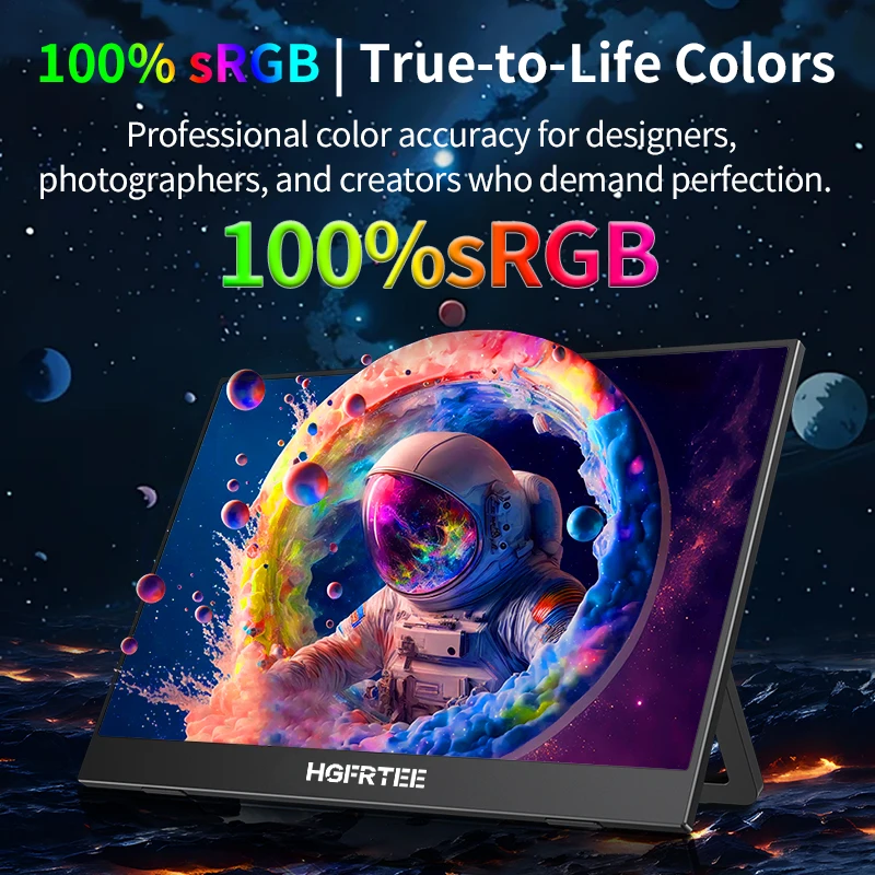 HGFRTEE 2.5K 14.1인치 휴대용 게임 모니터 60Hz QHD IPS USB-C 노트북 PC Mac 스위치 PS5/4 Xbox용 HDMI 외부 디스플레이