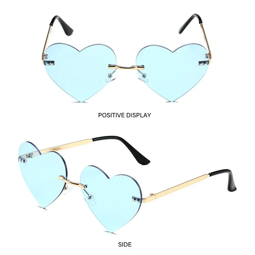 Accessories Hippie Costume Party Rimless Heart Sunglasses Pink Hippie Sunglasses Metal Sun Glasses Heart-Shaped 4