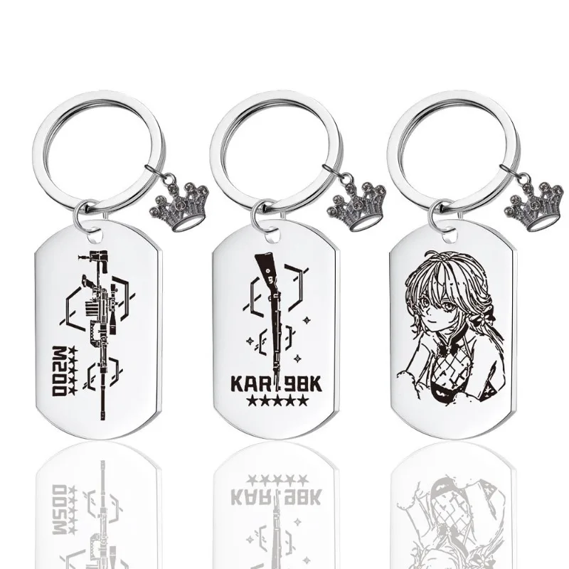 

Anime KeyChain Women Girls Frontline Key Chain for Men AK 12 Key Ring Stainless Steel Pendant M1903 Girls Gift SOP 2 Jewelry