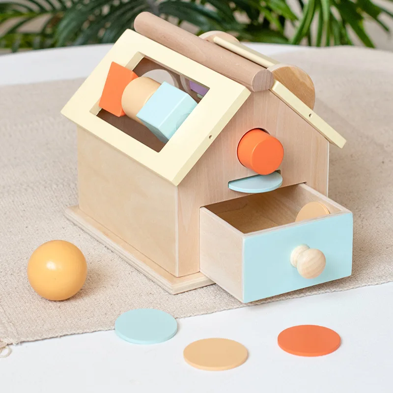 

Montessori Busy Baby House Child Toys Wooden Shape Colour Sorting Exercise Hand-eye Coordination Grasping Early Education Toys