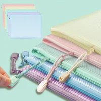 5 PCS A4 A5 A6 Mesh Zipper Pouch Document Bag Waterproof Zip File Folder Storage Bags A4 A5 A6 Office School Supplies Stationery 2