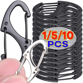5/10Pcs Alloy Carabiner S-type Quick-hanging Multifunctional Hooks Portable Backpack Buckle Outdoor Equipment Keychain Tools