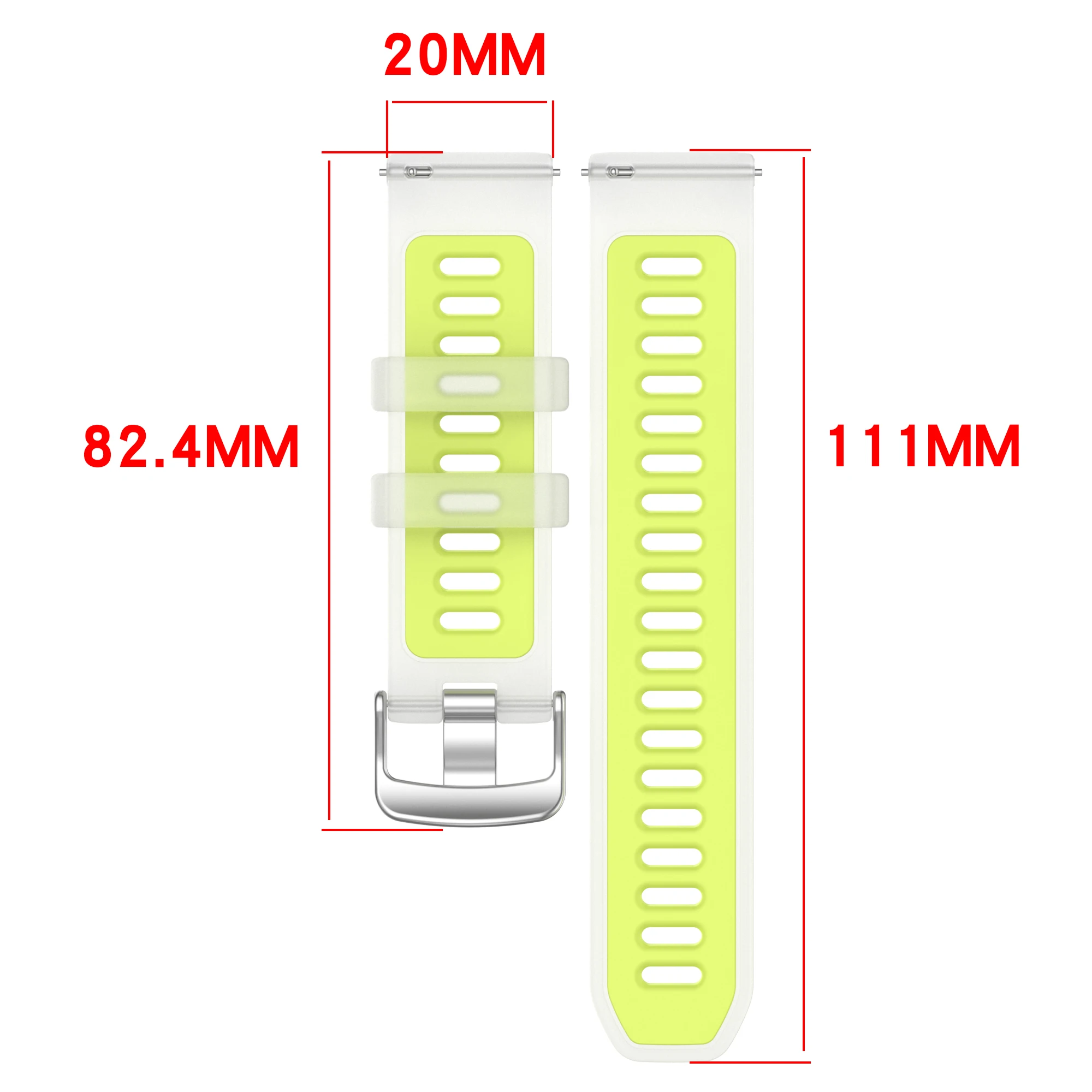 Semi-Transparent Jelly Color Silicone Watch Strap, 20mm/22mm