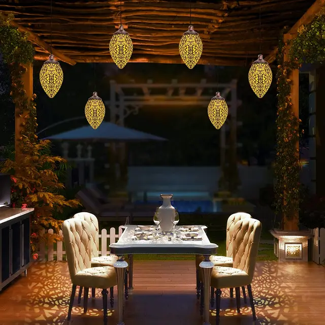 1/2 Csomag Napenergia Függő Lámpák Kerti Dekoráció Vízálló, Kültéri -Lámpás Dekoratív Retro Lámpa Kertre - Image 6