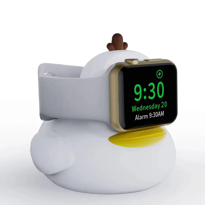 Cute Duck Wristwatch Charger Stand Desktop Stand for Apple Watch Series 9 8 7 6 SE 5 4 3 IWatch Silicone Charger Holder Silicone