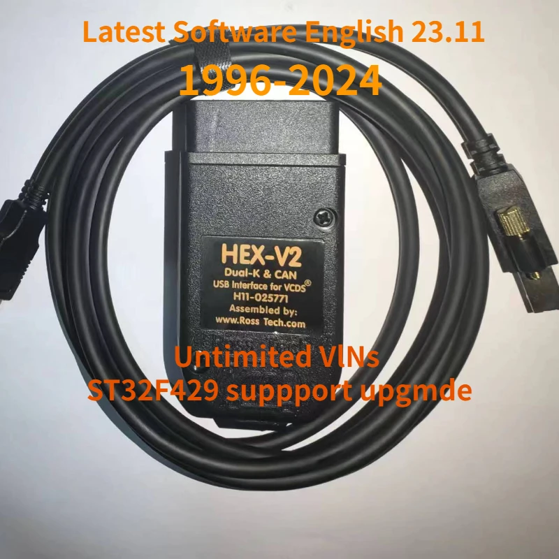 2024 Best Vag Com Hex V2 Vagcom Autocom Real St32F429 1996-2024 Per Strumenti Diagnostici Volkswagen/Audi/Skoda Ultimo Software 23.11