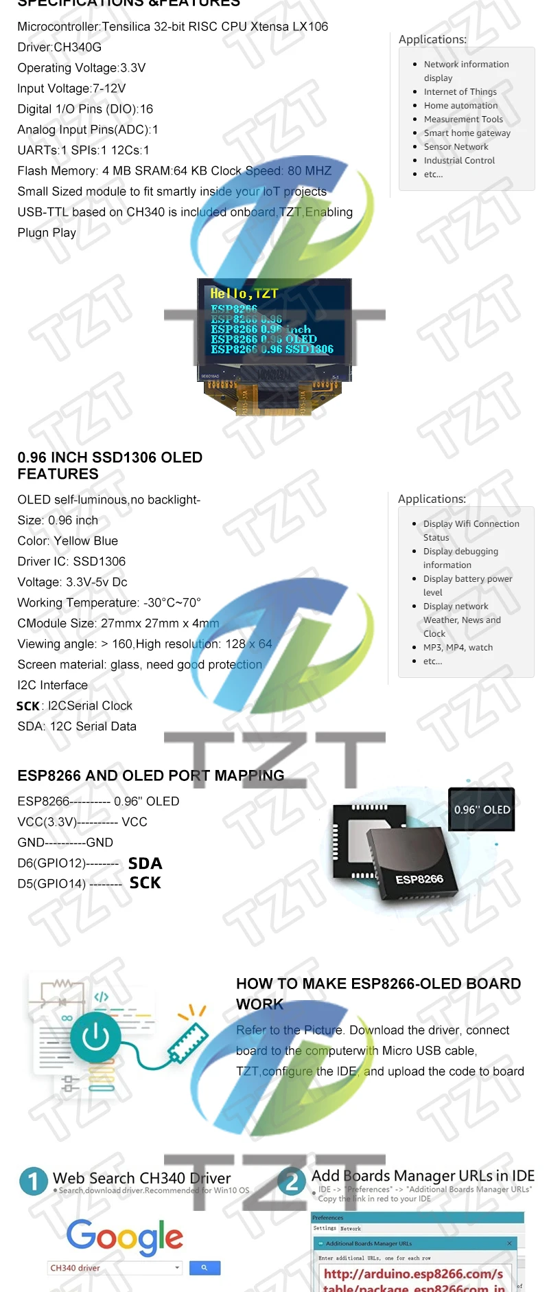NodeMCU ESP8266 V3 Entwicklungsboard mit 0,96 Zoll OLED-Display CH340 ESP-12F WiFi-Modul TYPE-C USB für Arduino/Micropython – Detail 2