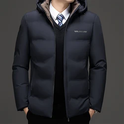 Premium Thick Warm Waterproof Hooded Parka - Men's Casual Winter Coat - XXXL (Navy Blue)