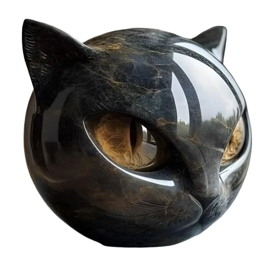 Sculpture De Chat Noir De Luxe Flairgifts - Cristaux Et Pierres De