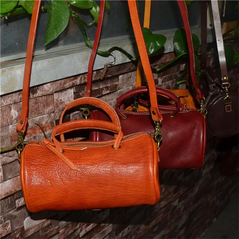 

First Layer Cowhide Vegetable tanned leather cowhide women's bag oil wax retro first layer one shoulder messenger bag