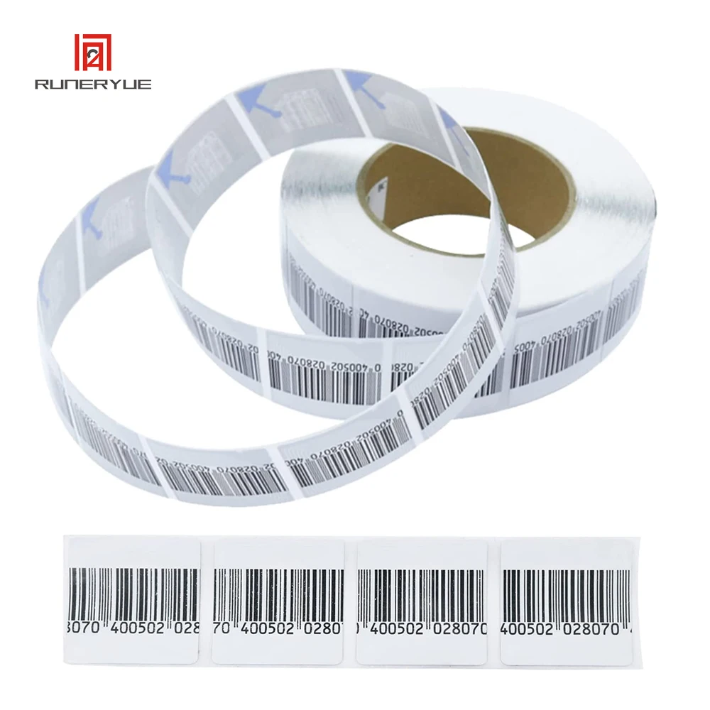 1000 Paper Security Labels 1.5 X 1.5 Inch RF 8.2Mhz White w/Fake Barcode Checkpoint Compatible – Effective Anti-Theft Labels