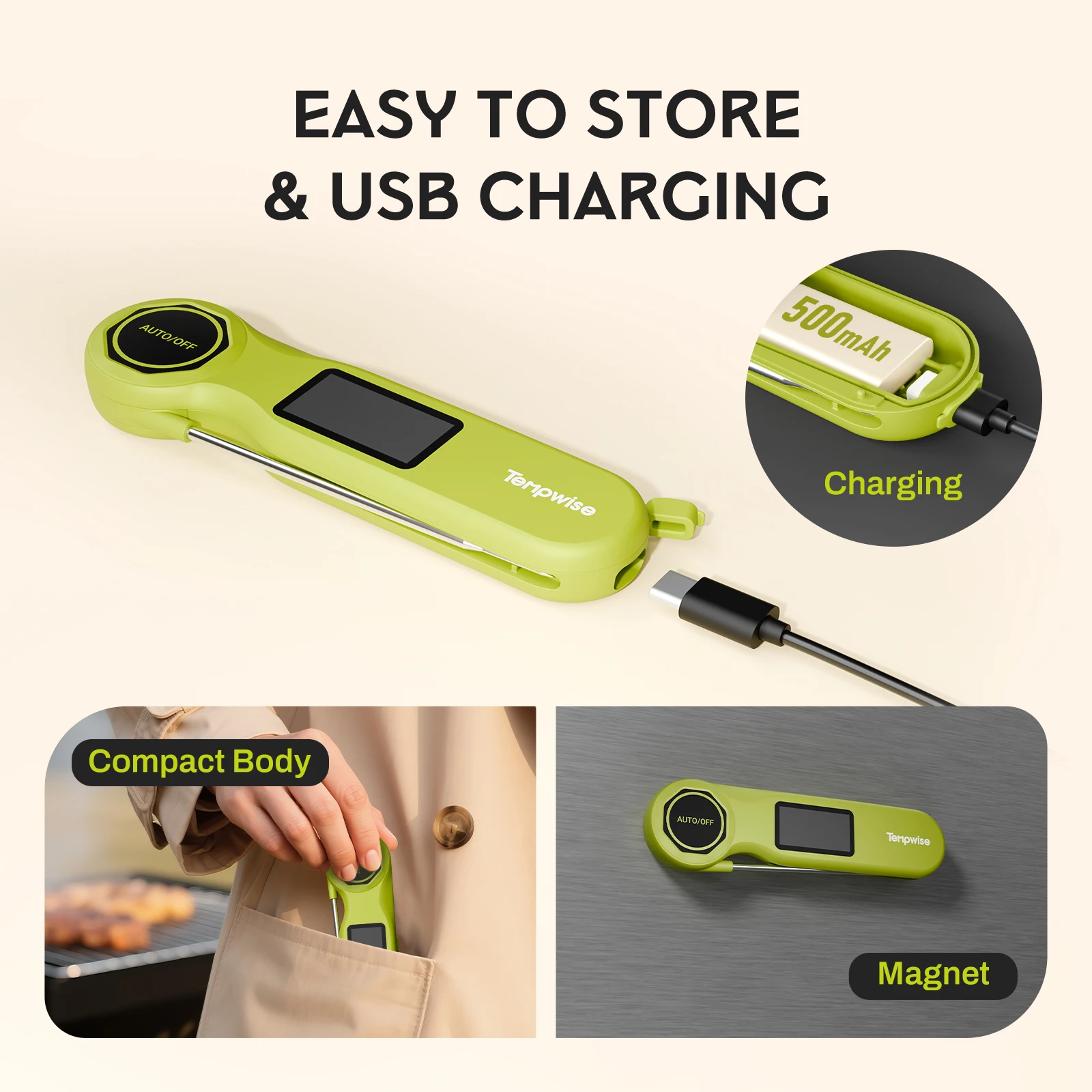 Tempwise RHT-21K Handheld Meat Thermometer – Ultra Fast 0.5s Reading 5