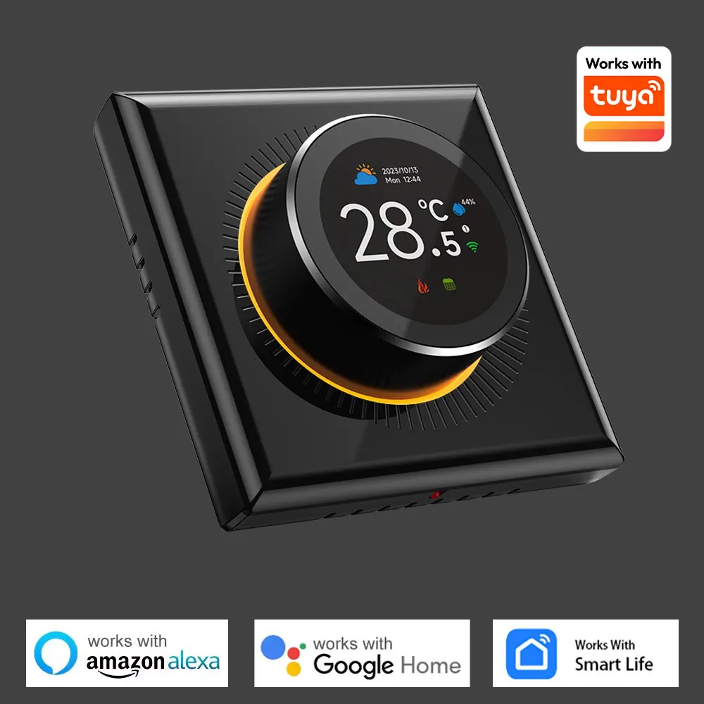 Termostato Inteligente WiFi con Perilla, Calefacción por Suelo Radiante, Caldera de Agua y Gas, Controlador de Temperatura Programable para el Hogar, Compatible con Tuya, Alexa y Google Home