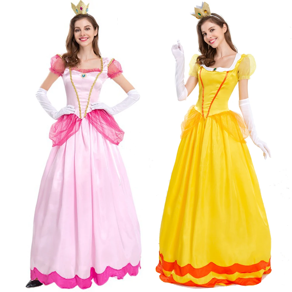 

New Princess Dress Palace Party Lady Queen Skirt Pink Peach Clothes Anime Carnival Halloween Costumes for Women Dress Up