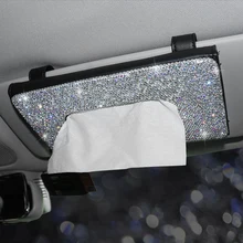 

1 Piece Car Visor Tissue Box Holder Crystal Car Tissue Box Towel Set Car Interior Storage Decoration