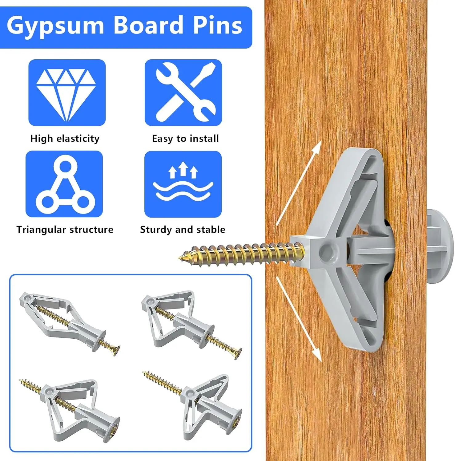 Plasterboard Expansion Screws Tube Plastic Toggle Anchor Wall Plugs Kit