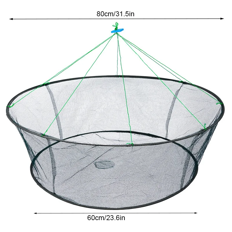 Fishing Net 80CM Loose Mouth Folding Drop Fishing Net Shrimp Catcher Tank Casting Network Fish Eels Trap Cage Prawn Bait Crab Netting