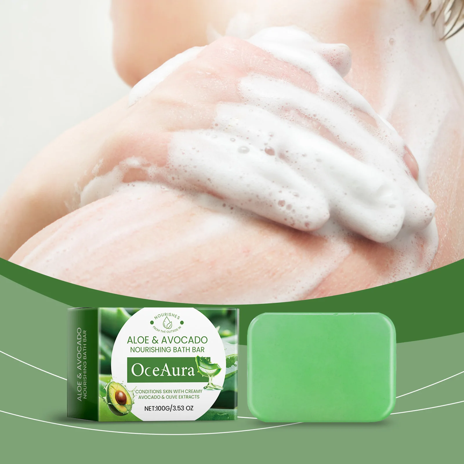 OceAura Avocado Nourishing Bath Bar Calming and Soothing Soap Gently Cleanse the Skin Helping to Remove Dirt and Excess Oil
