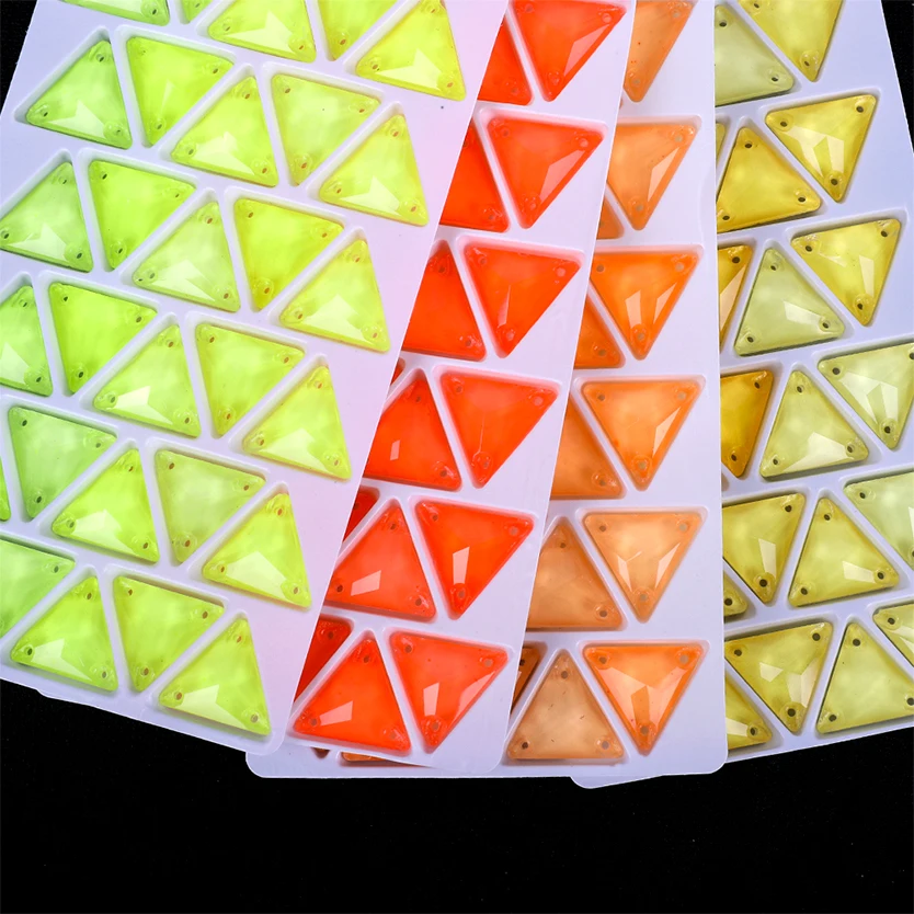 VC Neon Fluoreszierendes Dreieck zum Aufnähen, Strass, Dreieck, Nähen, Diamant, Glas, Diamant, flache Rückseite, DIY-Zubehör, Hochzeit – Detail 2