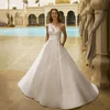 Sexy Lace Decals Women Wedding Dresses Pretty Vintage A-Line Bridal Gowns Shining Satin Surface Design Lady Vestidos De Novias 4