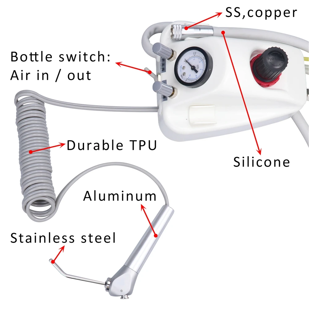 JUMTOP Portable Dental Chair Unit Turbine Machine with Water Bottle