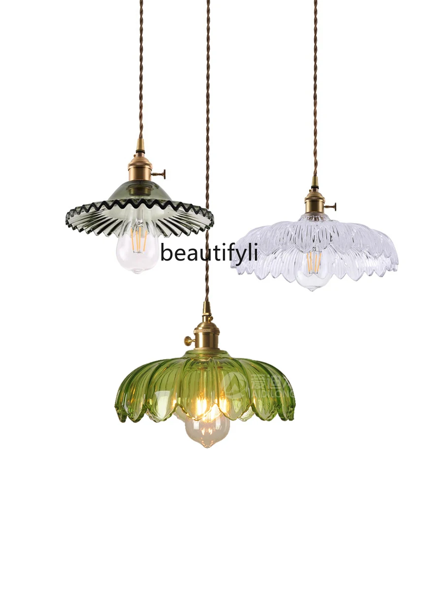 

Pastoral Lamps Restaurant and Cafe Lamp Holder Green Glass Retro Style Chandelier