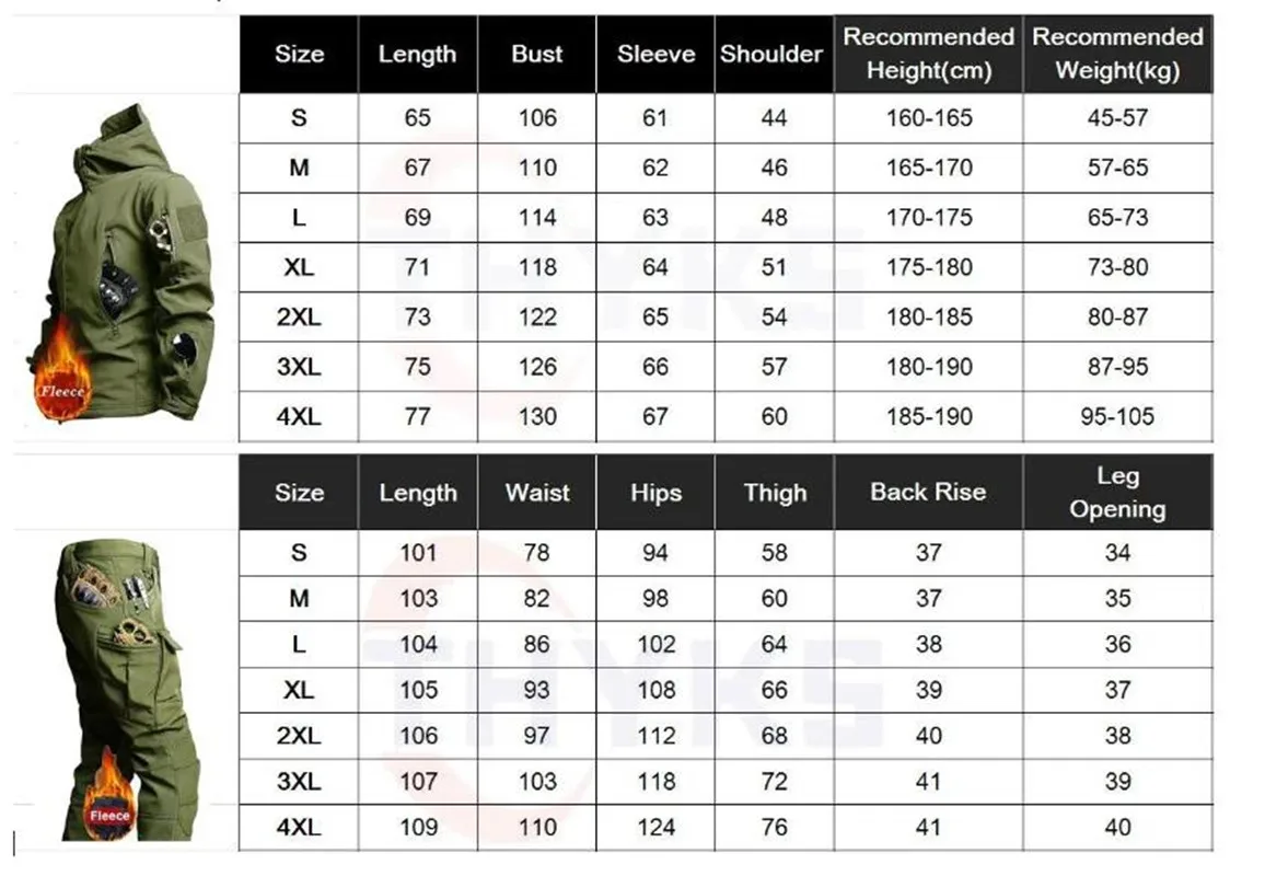 New Men's Winter Jacket Tactical  Sets Fleeced Sharkskin Windproof Waterproof Padding Suits Paintball Uniform Pockets Camo 6