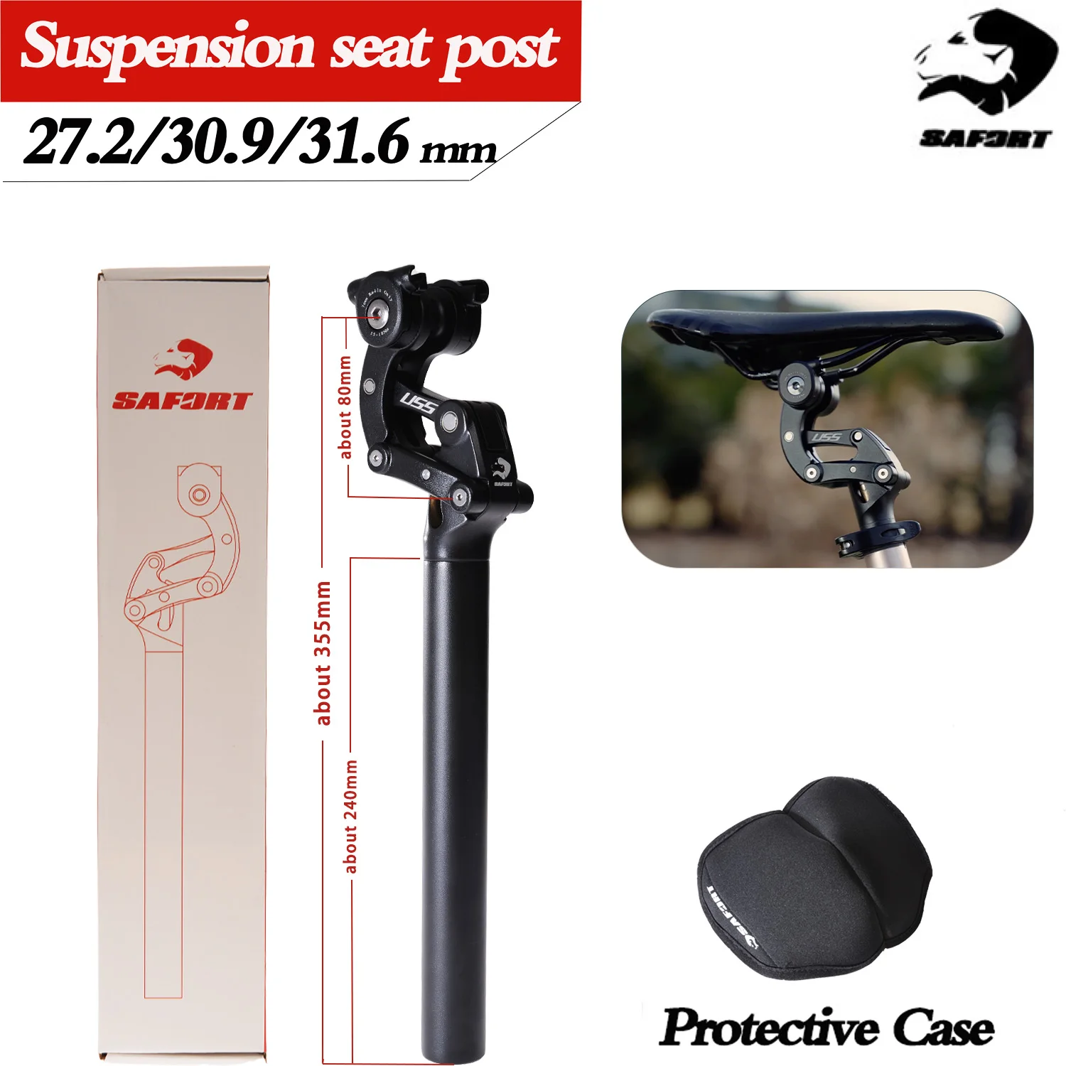 

SAFORT Shock Absorber Mountain Bicycle Seat Post 27.2 30.9 31.6mm Aluminum Alloy Material Suspension MTB Bike Seat Tube