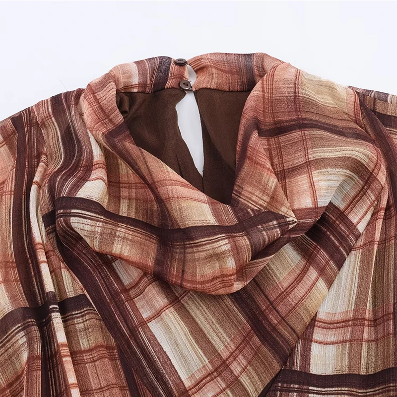 2025 Pleated Long Dresses for Women Fashion Plaid Printed Belt Dress Woman Vintage Party Womens Dresses Autumn Casual Dress ﻿