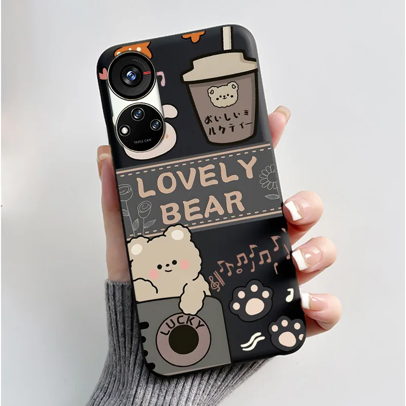 Cute Cartoon Soft Silicone Protective Phone Case - Black