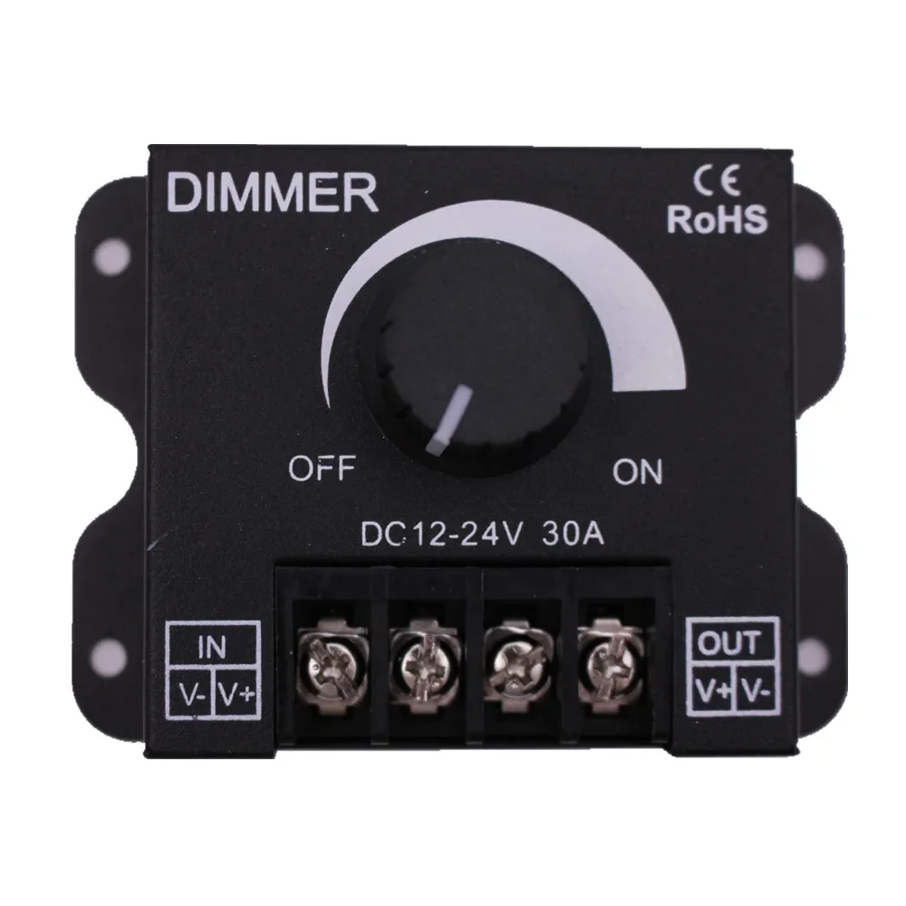 LED Dimmer DC 12V 24V 30A 360W Adjustable Brightness Lamp Strip Lamp Driver Single Color Light Power Controller