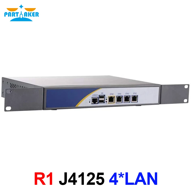Partaker R1 Firewall Appliance Intel Celeron J4125 Per Pfsense Con 4*82583V/82574L Lan Firewall Hardware 8G Ram 128G Ssd