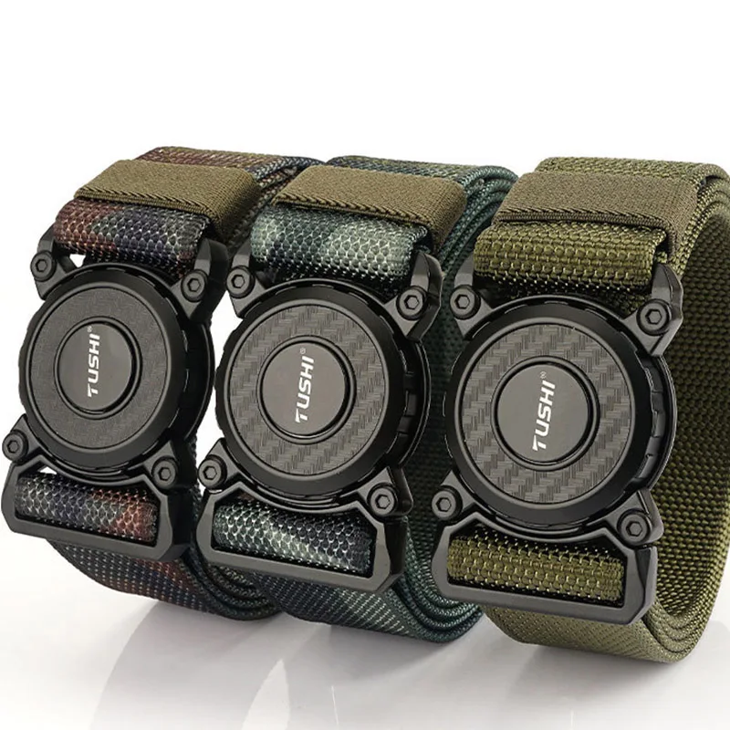 2023 New Quick Release Buckle Tactical Nylon Belt Outdoor High Quality Casual Men's Commuter Adventure Weaving Work Clothes Belt professional tactical belt men casual travel multipurpose quick release nylon canvas woven belt individually pack a2686